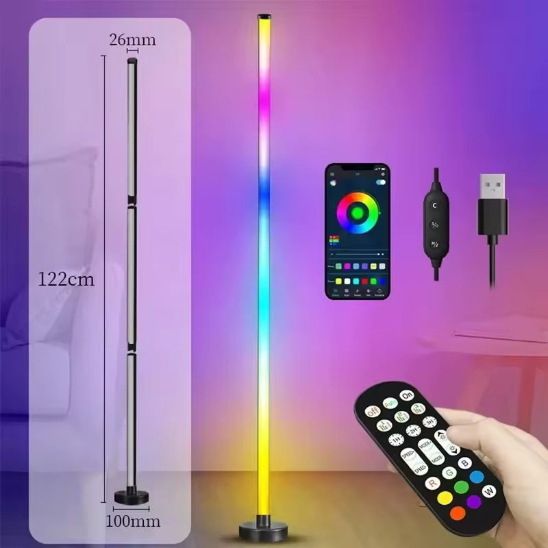 RGB LED Floor Lamp Controlled By Remote Control And APP Synchronize With The Music Game Room Decoration Indoor Ambient Lighting