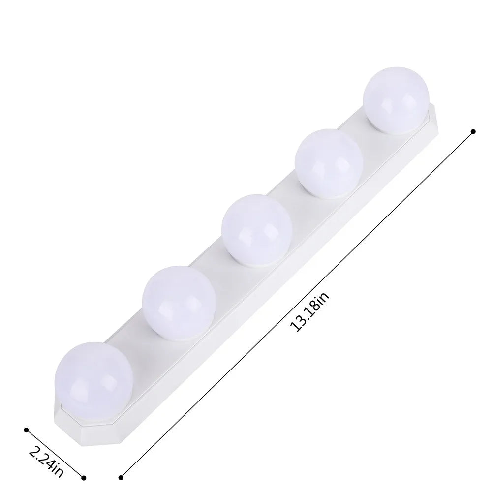 5 LED Vanity Light Bulbs for Makeup Mirror, Soft Illumination, USB Powered, Multiple Brightness Modes, No-Drill Installation