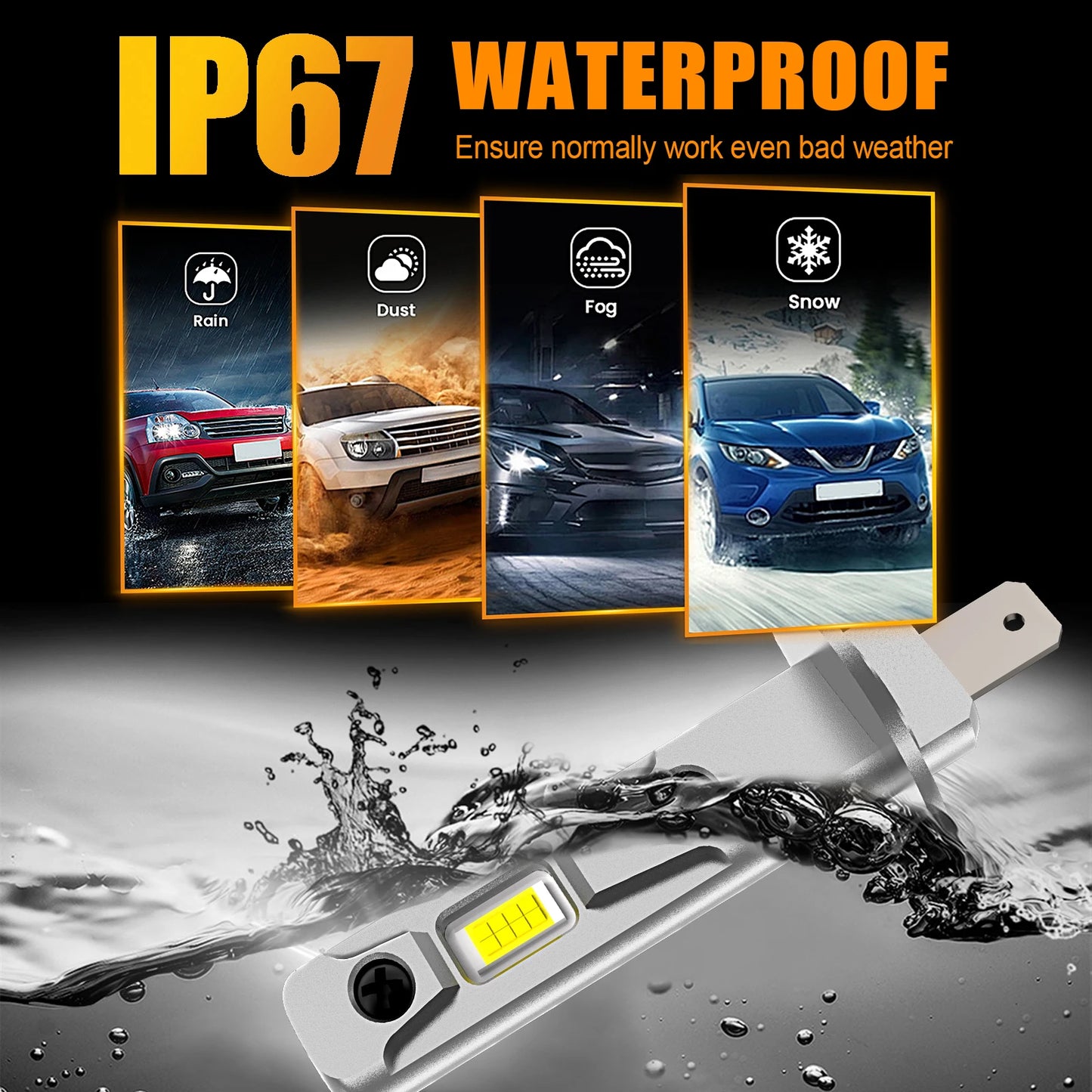 2PCS H1 LED Headlight Bulbs 12V/24V White/6000K