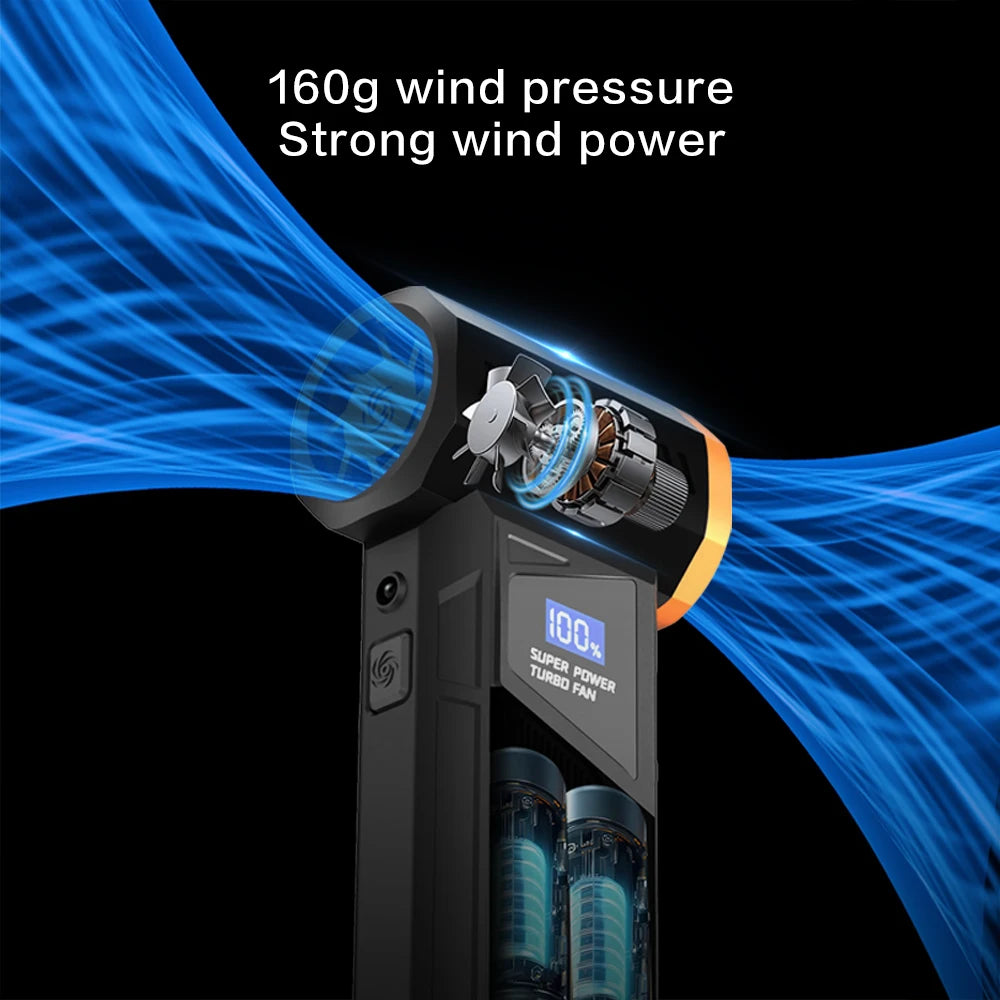 200000RPM Brushless Wireless Jet Fan Turbo Air Blower For Car Cleaning With LED Light