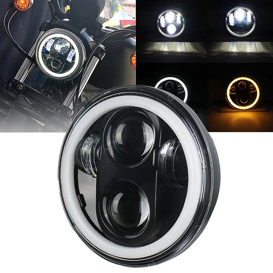 2PCS 5.75 Inch Motorcycle LED Headlight Boss Angel Eye LED Headlight High/Low Beam