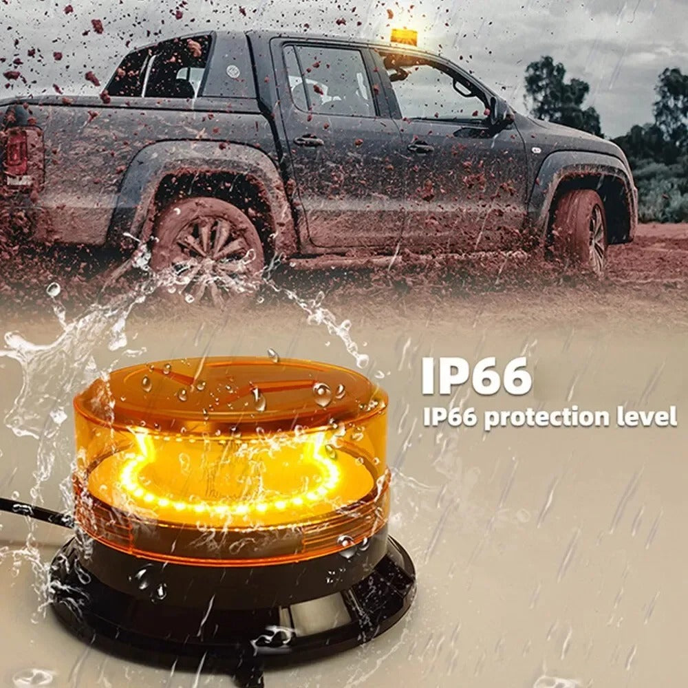 12-24V 36LED Amber Rotating Beacon Light – 12V/24V Magnetic Warning Strobe