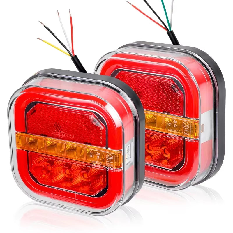 2PCS× 10-30V 28 LED Trailer Tail Light Trailer Tail Lights Square Brake Lights