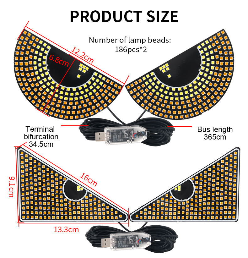 2PCS Devil's Eye Rear Warning Flashing Light For Car Windshield