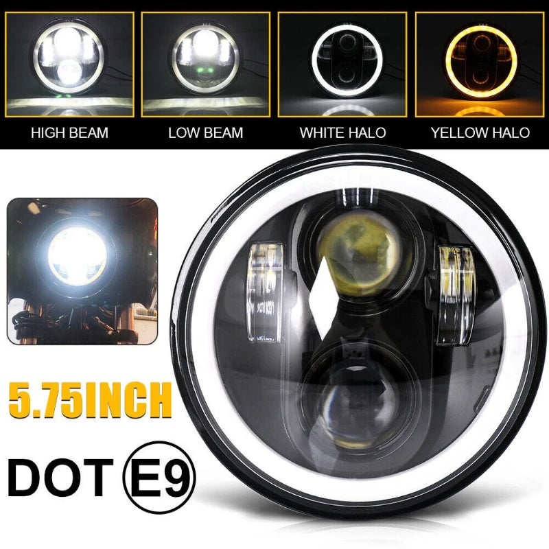 2PCS 5.75 Inch Motorcycle LED Headlight Boss Angel Eye LED Headlight High/Low Beam