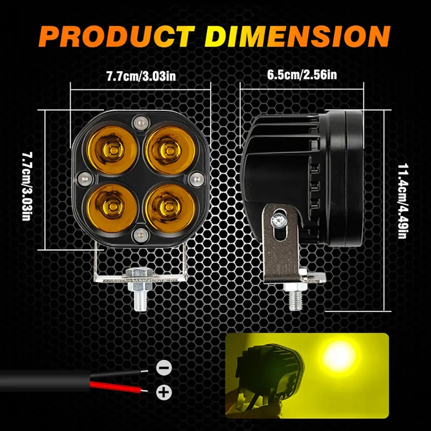 2PCS 3 inch 12V/24V 40W LED Work Lights Driving Spotlight Motorcycle Yellow Fog Lights For Car Pickup Truck 4x4 Tractor Off Road