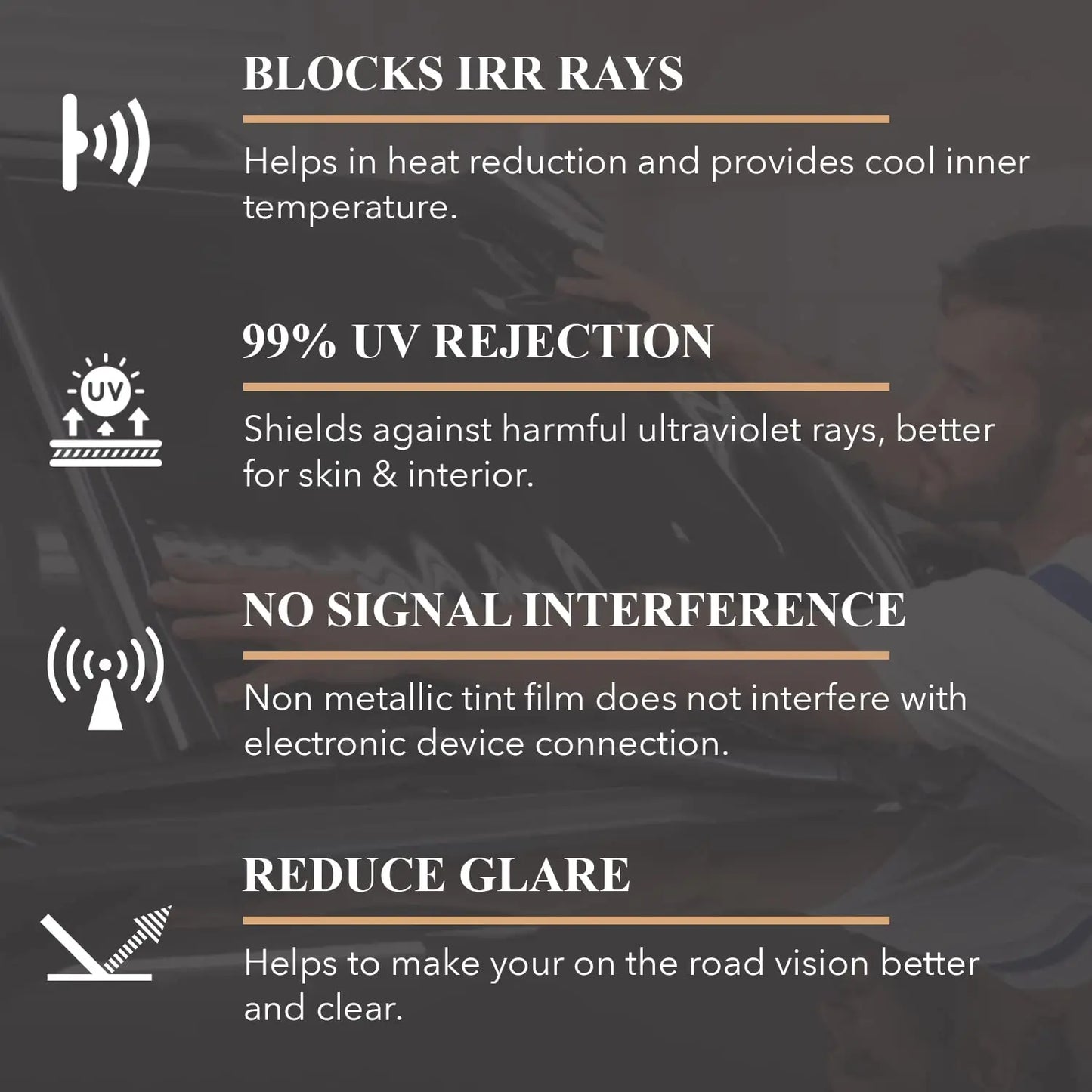 VLT 35% Car Window Tint Film – UV Protection, Heat Insulation, Anti-Glare Privacy Black Auto Window Tint