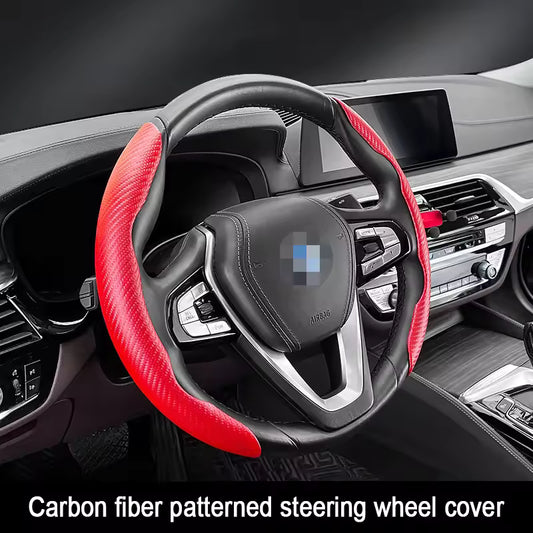Sporty Ultra-Thin Car Steering Wheel Cover Carbon Fiber Pattern Anti-Slip Four Seasons Universal
