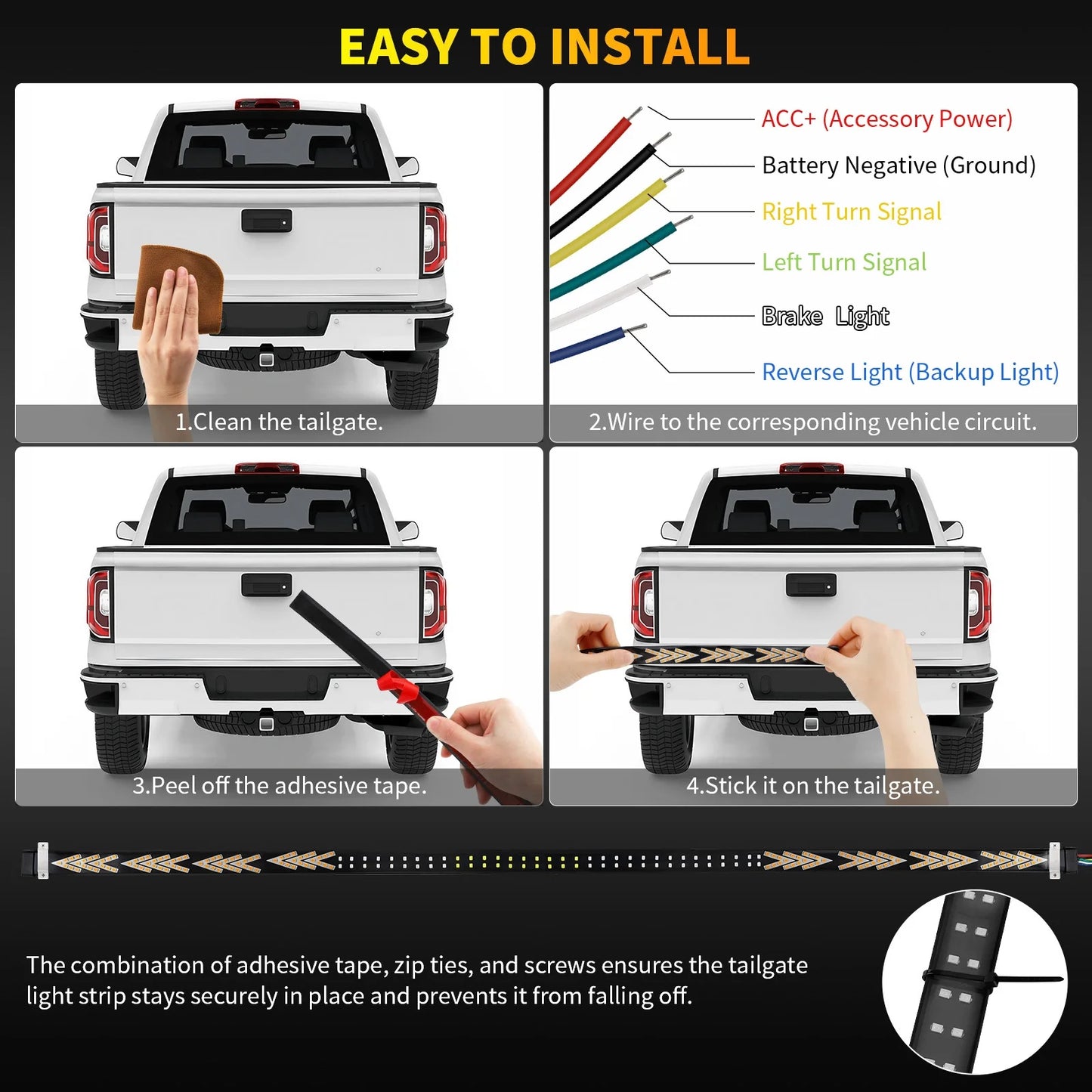 120cm Truck LED Tail Light 3 in 1 Brake/Turn Signal/DRLs LED Strip Light Waterproof For Moto Truck Trailer ATV 12V