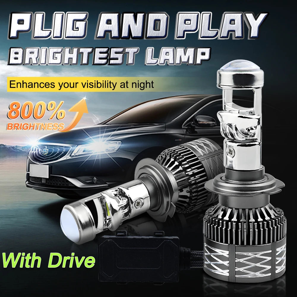 2PCS H11 LED Projector Lens Headlight Bulb - 6000K