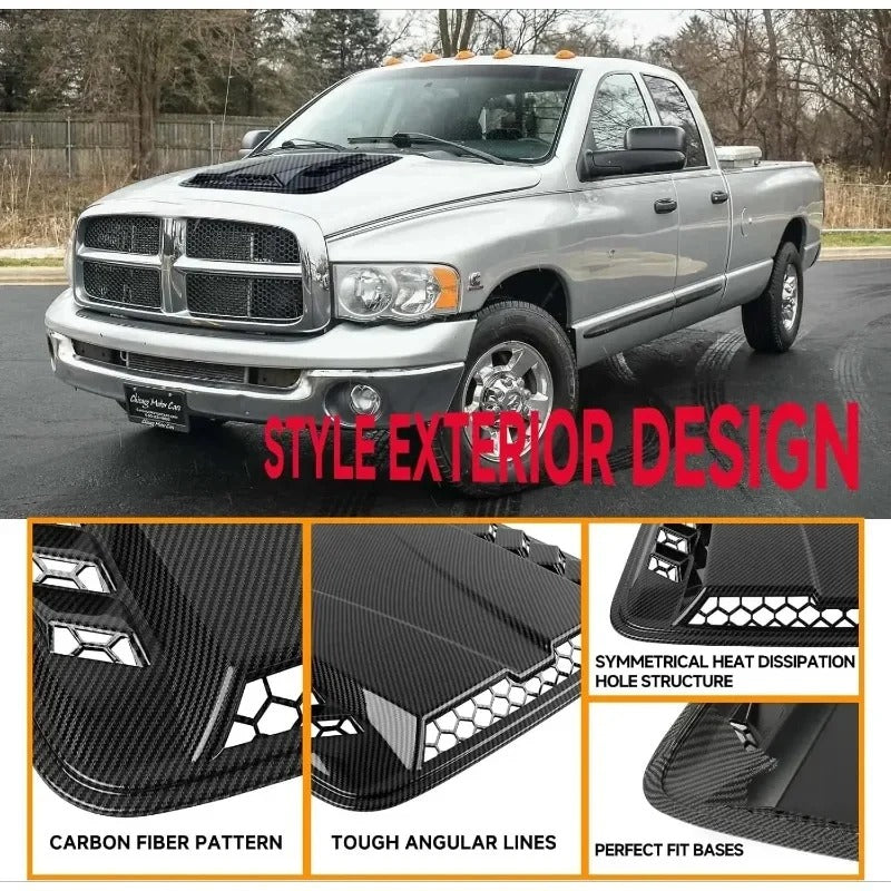 Universal Car Hood Scoop Vent Covers – Decorative Fake Air Intake Trim for Auto Exterior Styling