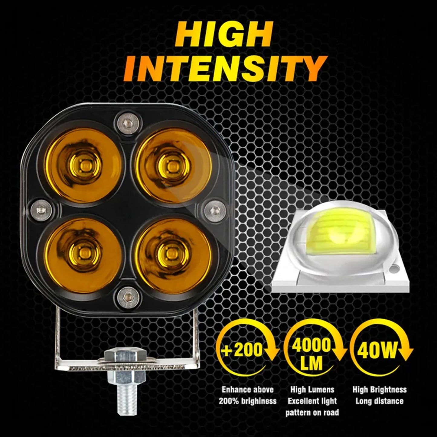 2PCS 3 inch 12V/24V 40W LED Work Lights Driving Spotlight Motorcycle Yellow Fog Lights For Car Pickup Truck 4x4 Tractor Off Road