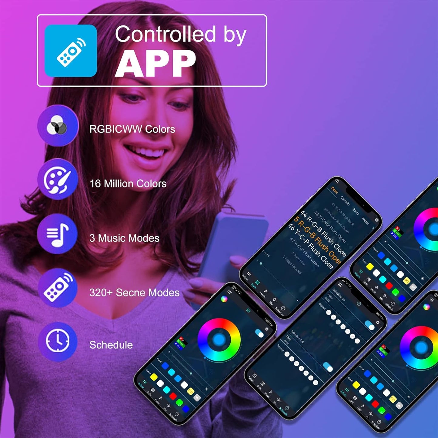 Smart RGB Pickup Light Desktop LED Light Bar Music Rhythm Light TV Backlights with APP and Remote Control Ambient Gaming Lights