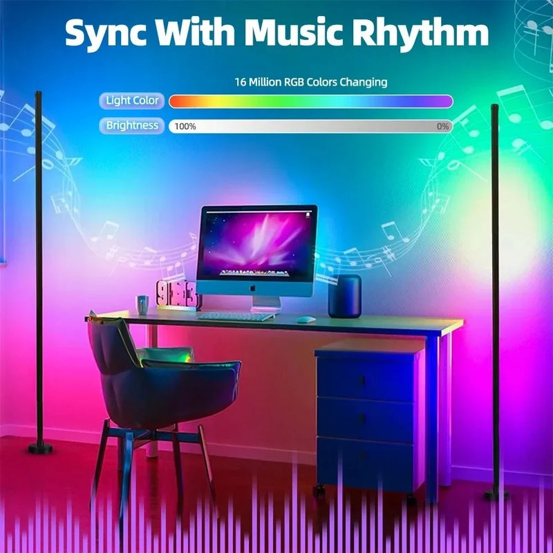 RGB LED Floor Lamp Controlled By Remote Control And APP Synchronize With The Music Game Room Decoration Indoor Ambient Lighting