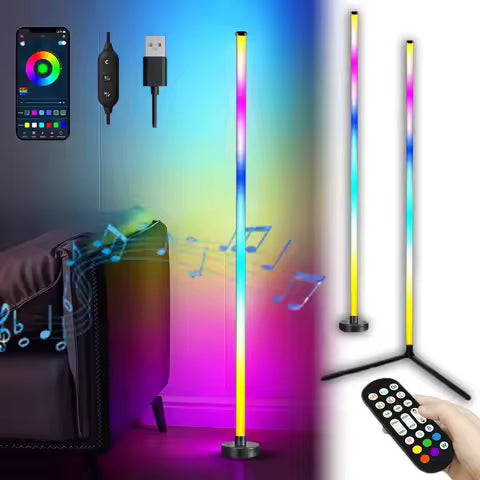 RGB LED Floor Lamp Controlled By Remote Control And APP Synchronize With The Music Game Room Decoration Indoor Ambient Lighting