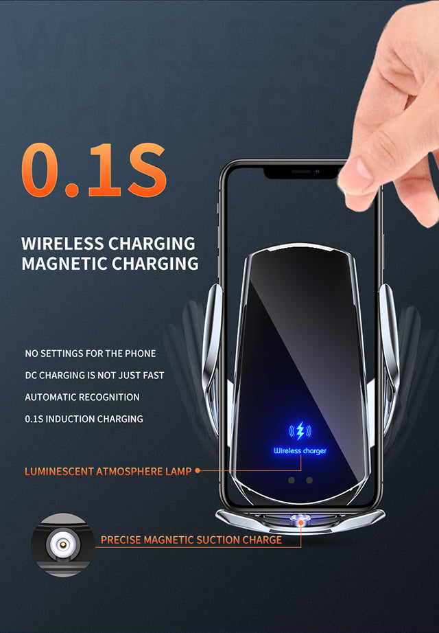 Automatic 15W Qi Car Wireless Charger for iPhone 12 11 XS XR X 8 Samsung S20 S10 Magnetic USB Infrared Sensor Phone Holder Mount