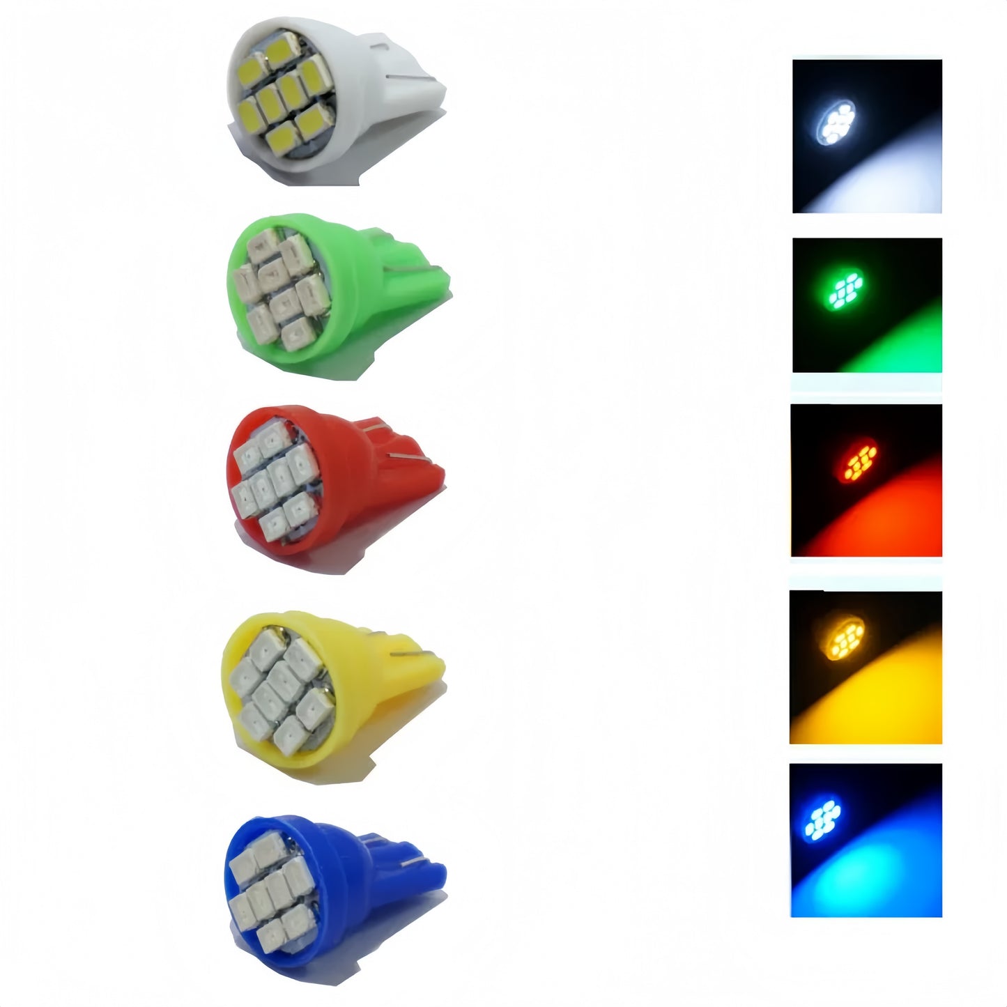 10PCS × 12V T10 LED 8SMD Wedge Bulbs-WHITE,BLUE