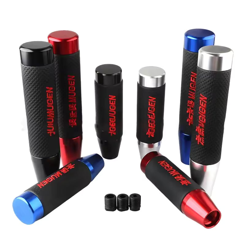 18CM Red Universal Mugen Aluminum+Leather Gear Shift Knob Shifter Lever Head