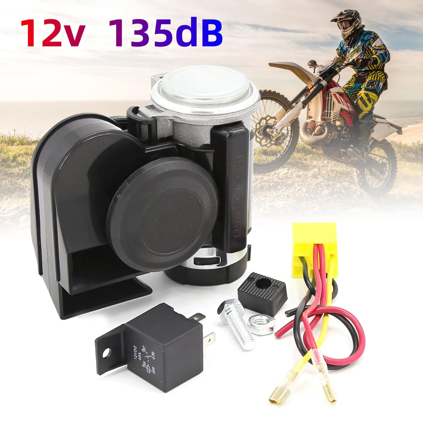 12V Car Horn 135DB Air Horn Snail Electric Pump Sound Horn