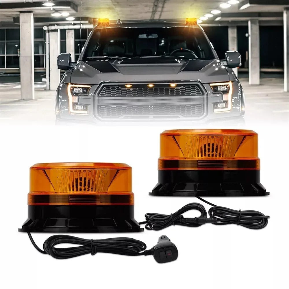 12-24V 36LED Amber Rotating Beacon Light – 12V/24V Magnetic Warning Strobe