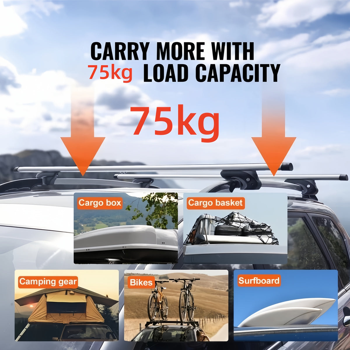 1pair 120CM Universal Car Roof Racks Cross Bars Crossbars