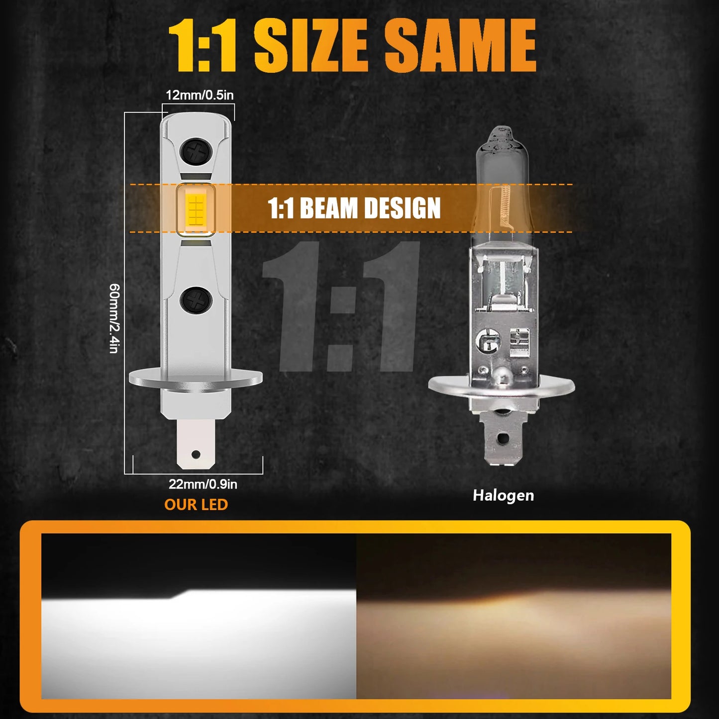 2PCS H1 LED Headlight Bulbs 12V/24V White/6000K