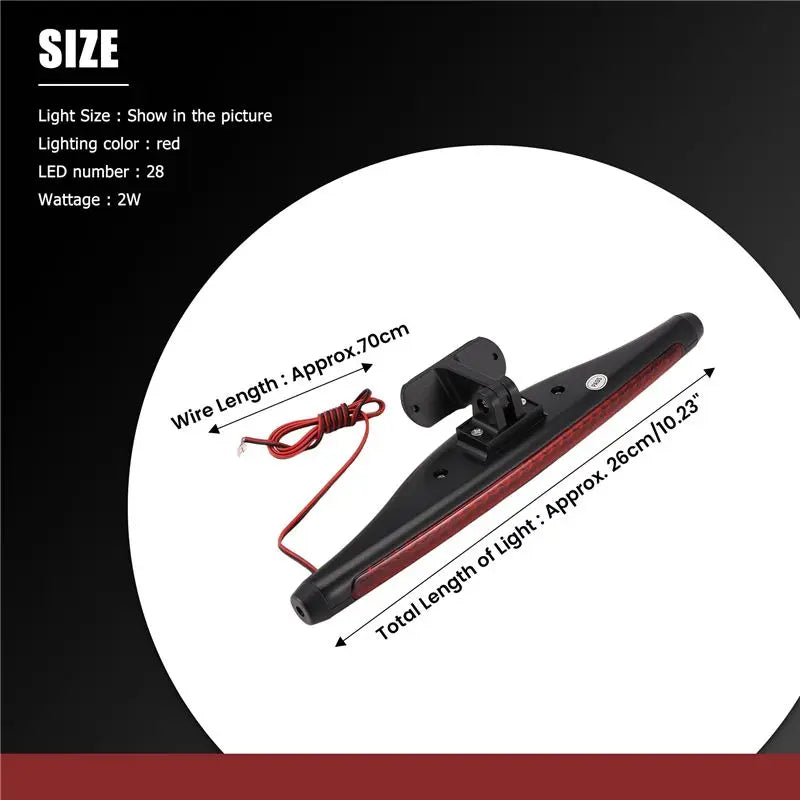 Universal LED Additional Brake Light, Adjustable 180° Car Rear Windshield Third Brake Light, High Bright Red Tail Light
