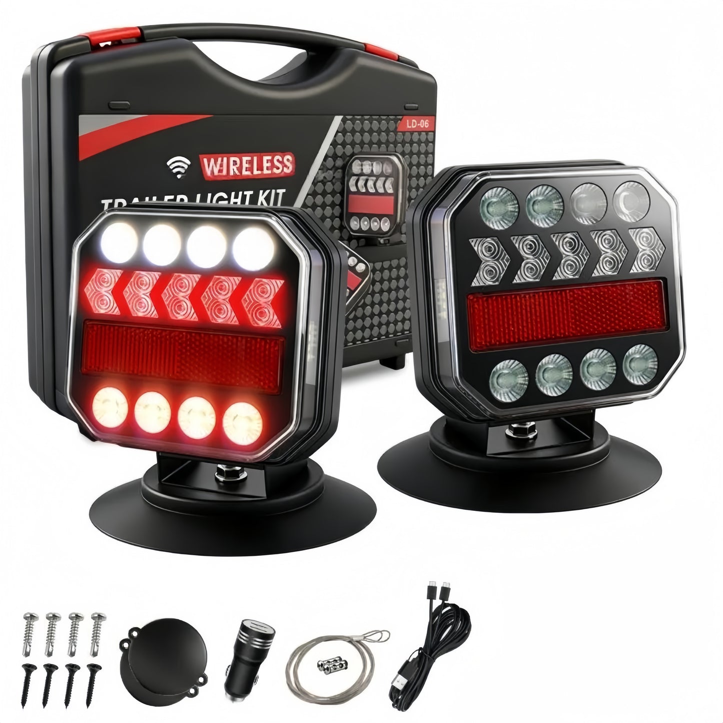 Wireless 12V-24V Magnetic LED Trailer Lights – Brake, Reverse & Turn Signals