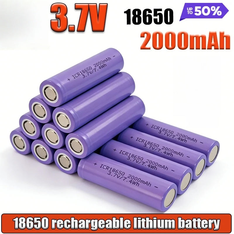 18650 Rechargeable Lithium Battery 3.7V 1800/2000mAh for Flashlight & Tools