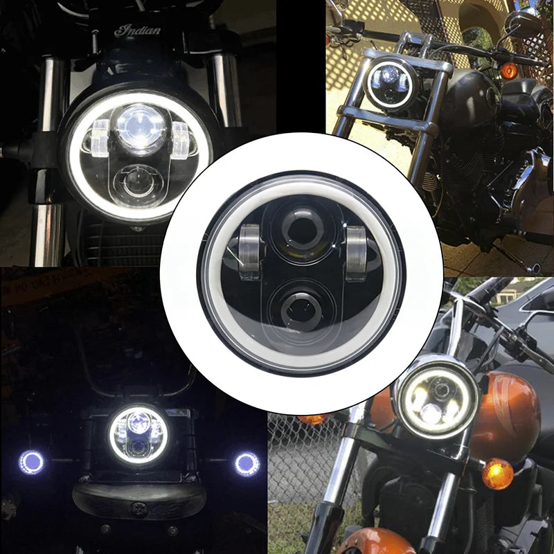 2PCS 5.75 Inch Motorcycle LED Headlight Boss Angel Eye LED Headlight High/Low Beam