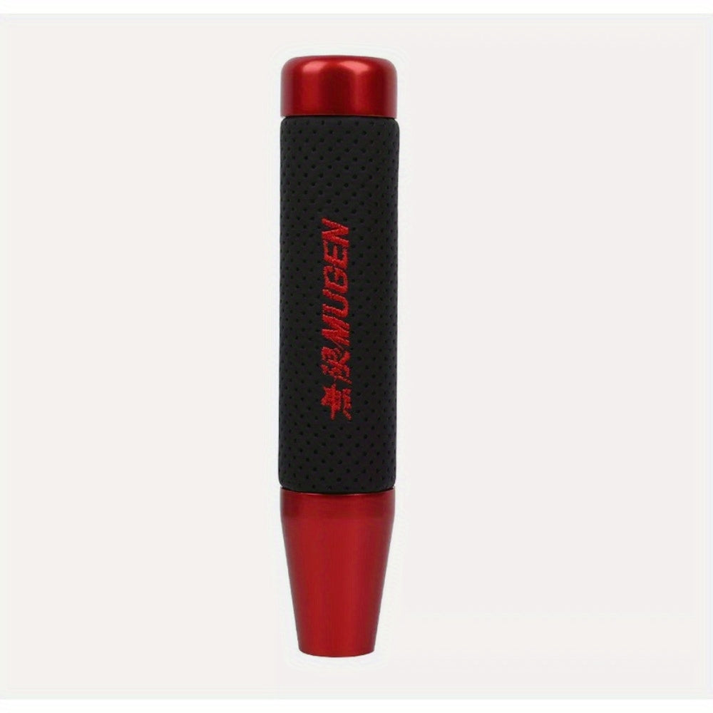 18CM Red Universal Mugen Aluminum+Leather Gear Shift Knob Shifter Lever Head