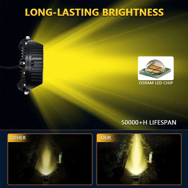 2PCS 7 Inch 90W LED Work Light Side Shooter Off Road Driving Lights