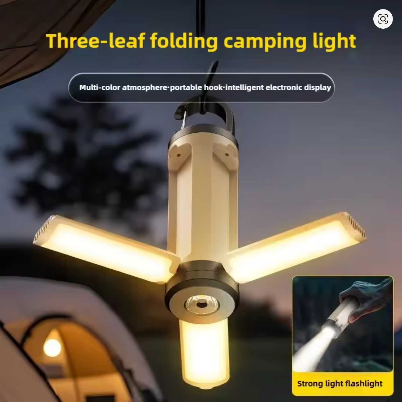 Portable Camping Lantern  6 Modes Adjustable Brightness Hanging Foldable 1200mAh Emergency Light Outdoor