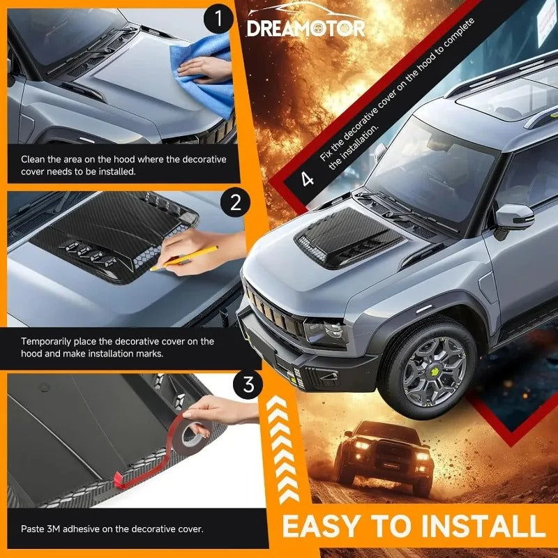 Universal Car Hood Scoop Vent Covers – Decorative Fake Air Intake Trim for Auto Exterior Styling