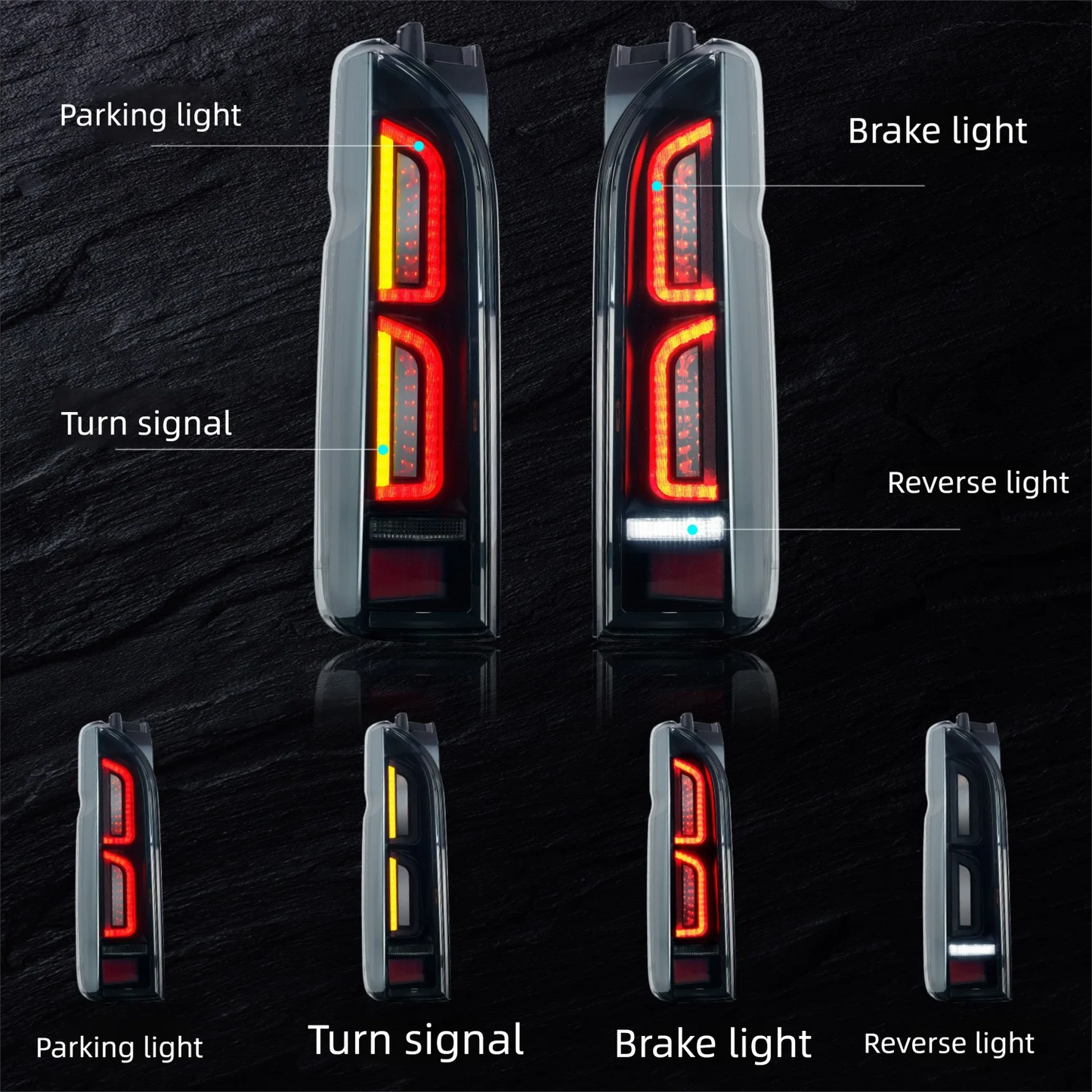 LED Tail Light Assembly for Toyota Hiace 200 Series 2005–2018 Upgrade Retrofit