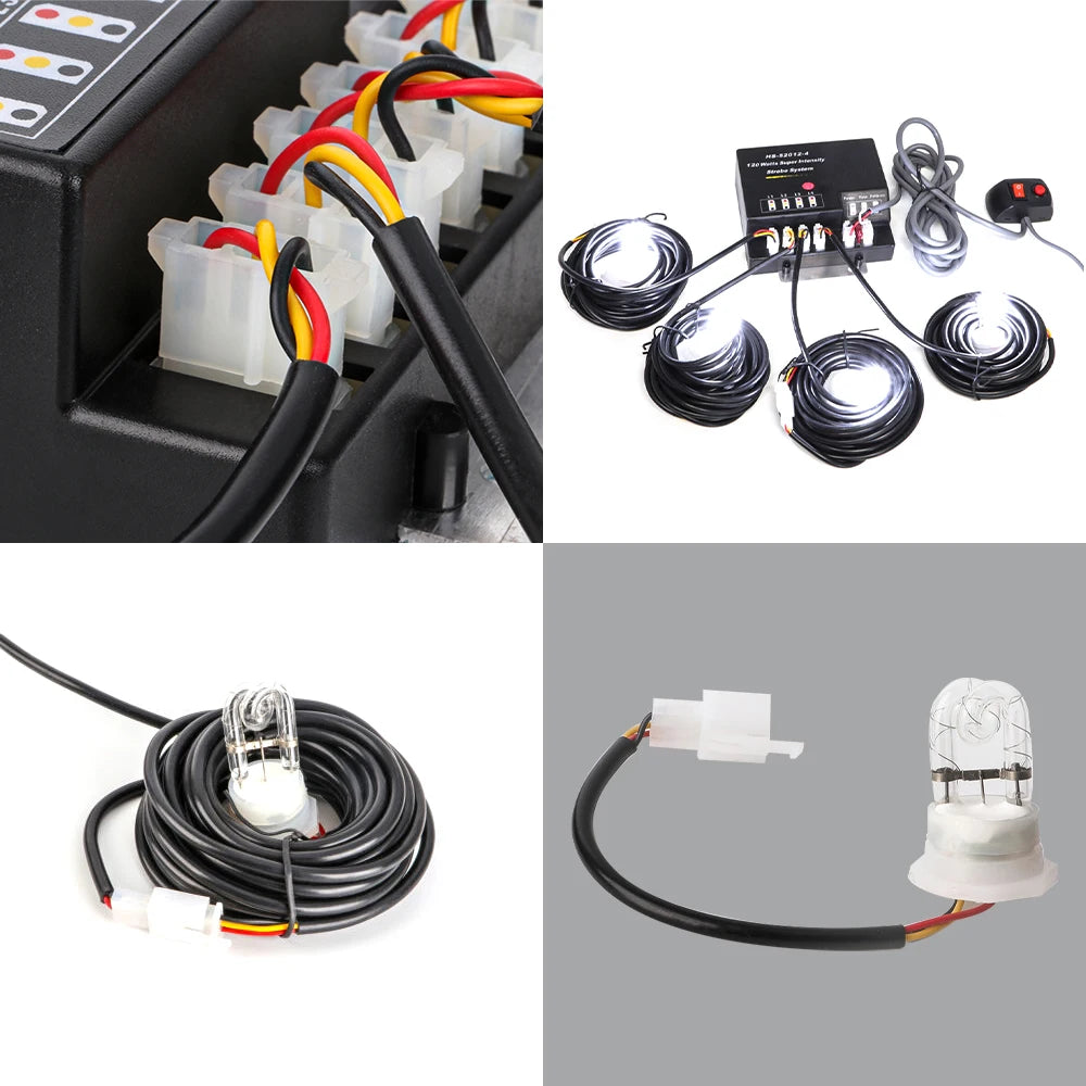 12V 160W 4 HID Hide-a-way Emergency Warning Strobe System Kit