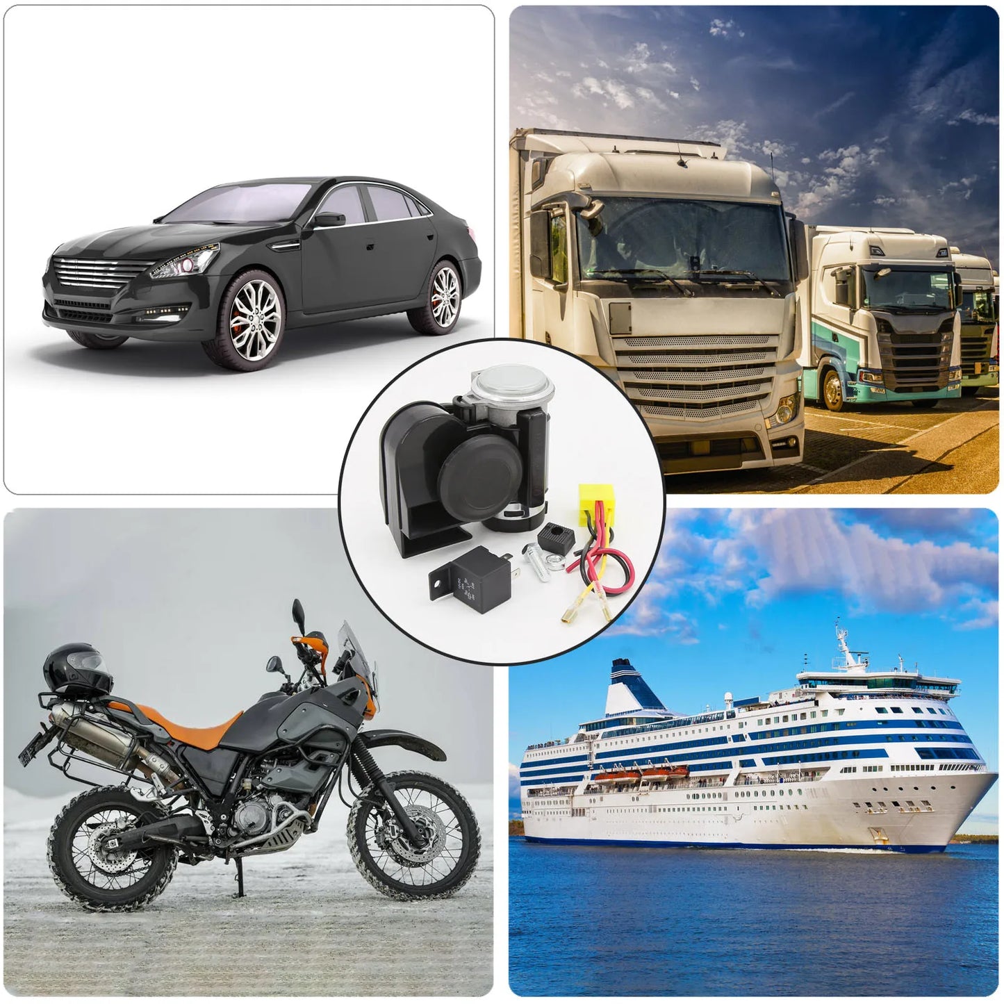 12V Car Horn 135DB Air Horn Snail Electric Pump Sound Horn