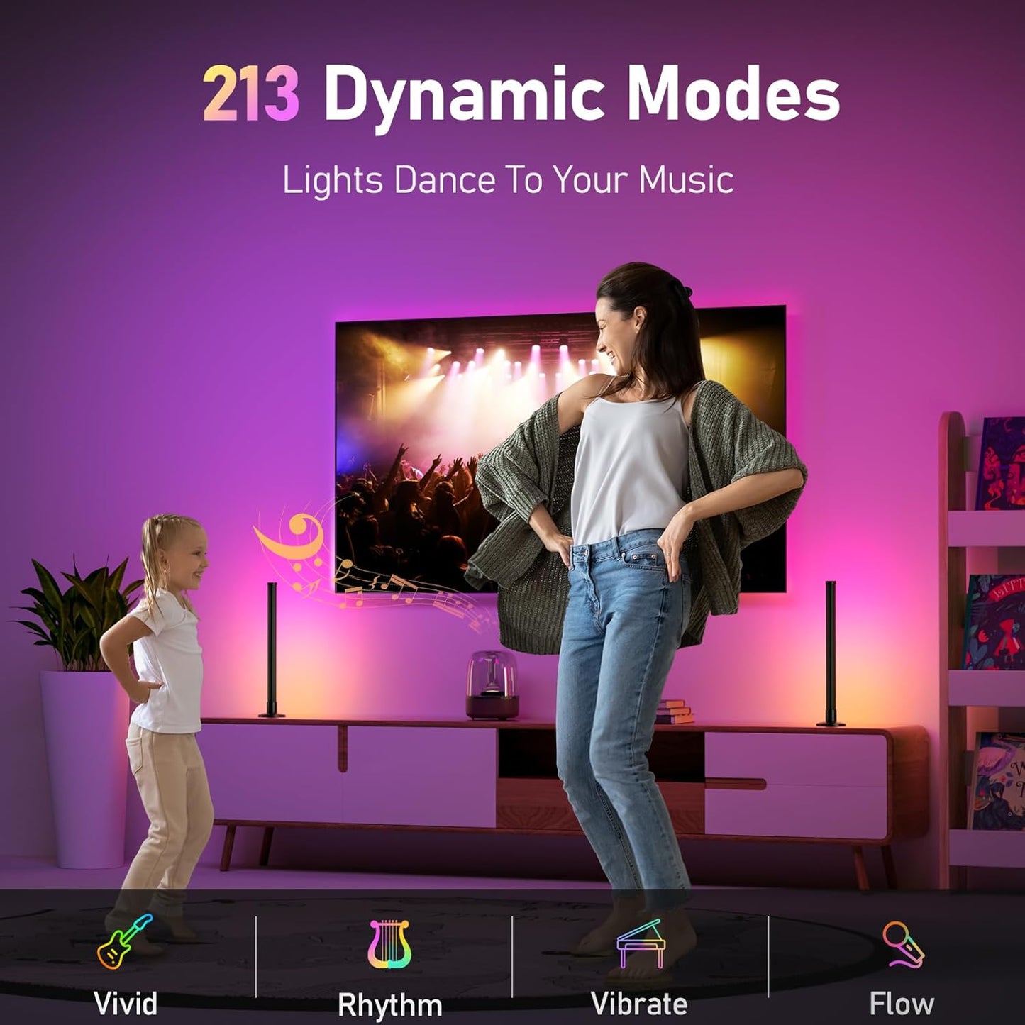 Smart RGB Pickup Light Desktop LED Light Bar Music Rhythm Light TV Backlights with APP and Remote Control Ambient Gaming Lights