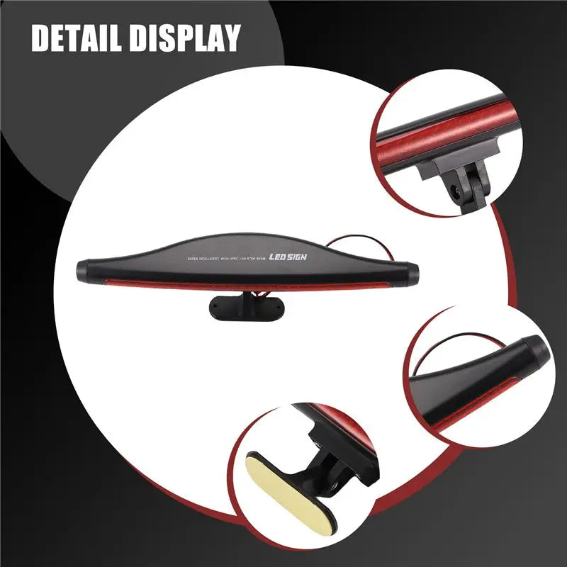 Universal LED Additional Brake Light, Adjustable 180° Car Rear Windshield Third Brake Light, High Bright Red Tail Light