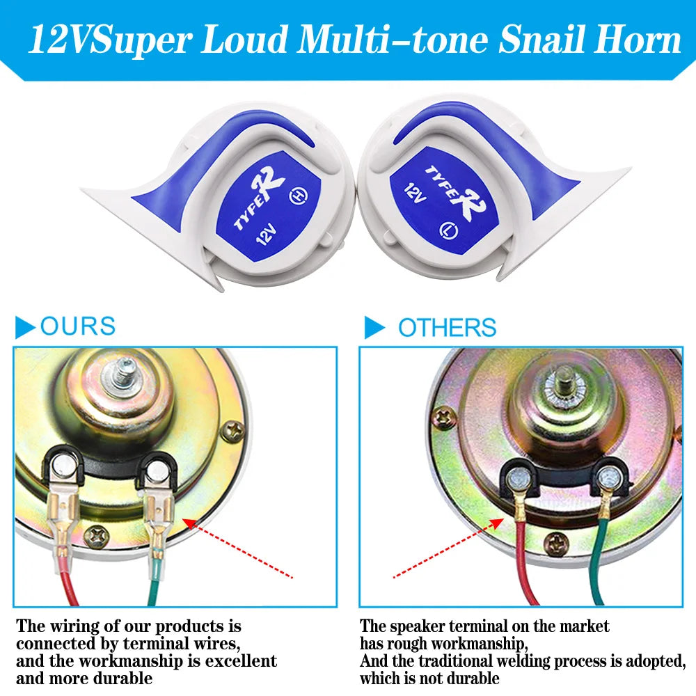 12V Electric Digital Siren Snail Loud Air Horns magic 8 Sounds 115db Car Truck