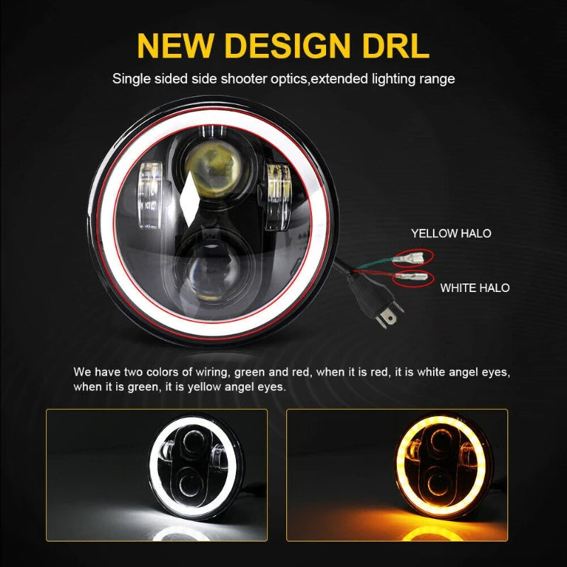 2PCS 5.75 Inch Motorcycle LED Headlight Boss Angel Eye LED Headlight High/Low Beam