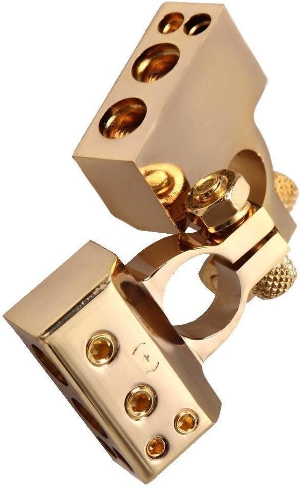 Positive Negative Battery Terminal Platinum Gold Auto Car Gold Plated 2 Pcs