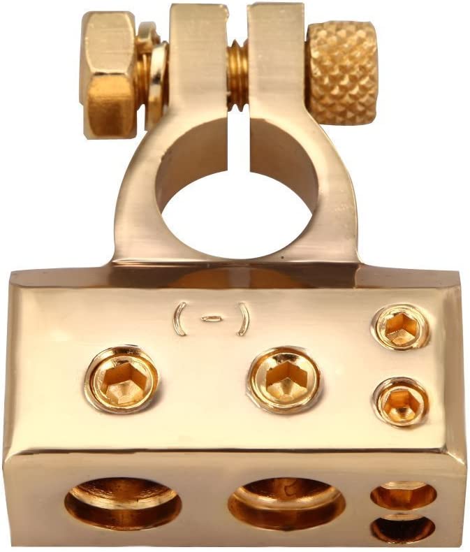 Positive Negative Battery Terminal Platinum Gold Auto Car Gold Plated 2 Pcs