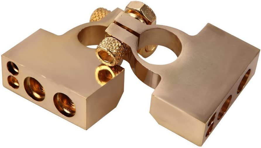 Positive Negative Battery Terminal Platinum Gold Auto Car Gold Plated 2 Pcs