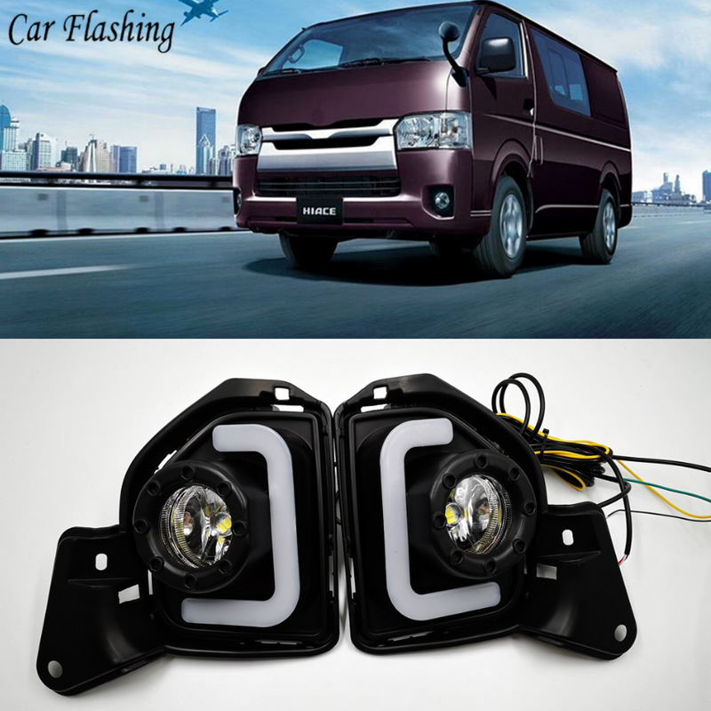 2pcs LED 12V ABS Car fog Lamp DRL Daytime Running Light For Toyota Hiace 2014-2020