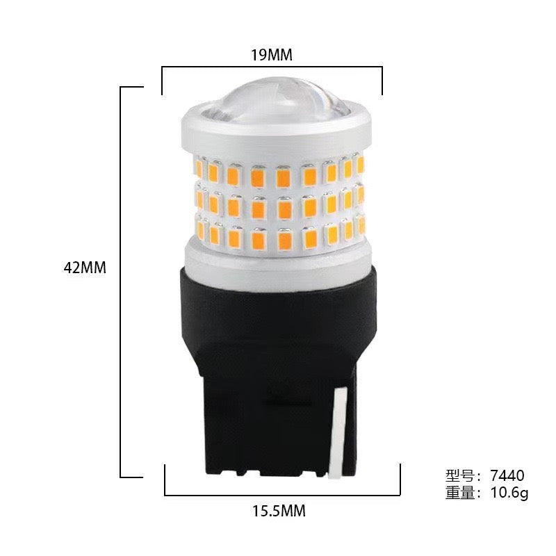2PCS 12V Super Bright 7440 T20 LED Bulbs with Projector Replacement for Back Up Reverse Lights or Tail Brake Lights, Xenon White