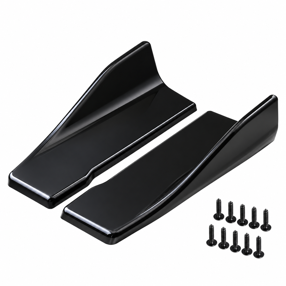 1 pair Universal 35cm Gloss Black Carbon Fibre Side Skirt Spoiler Trim