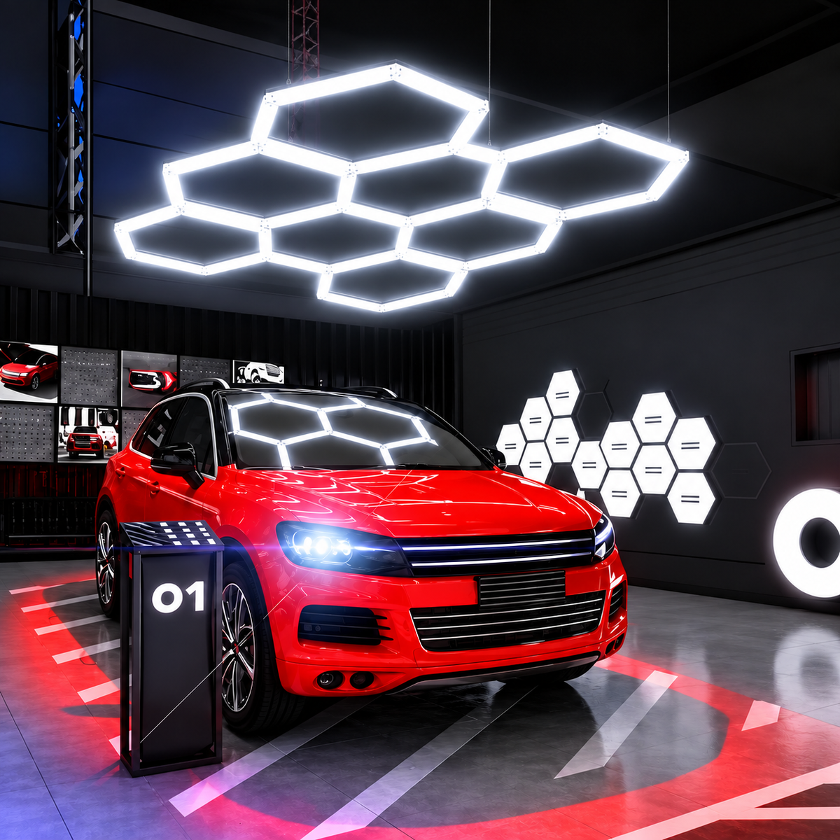 AC-Powered Hexagon LED Garage Light – Honeycomb Ceiling & Wall Light