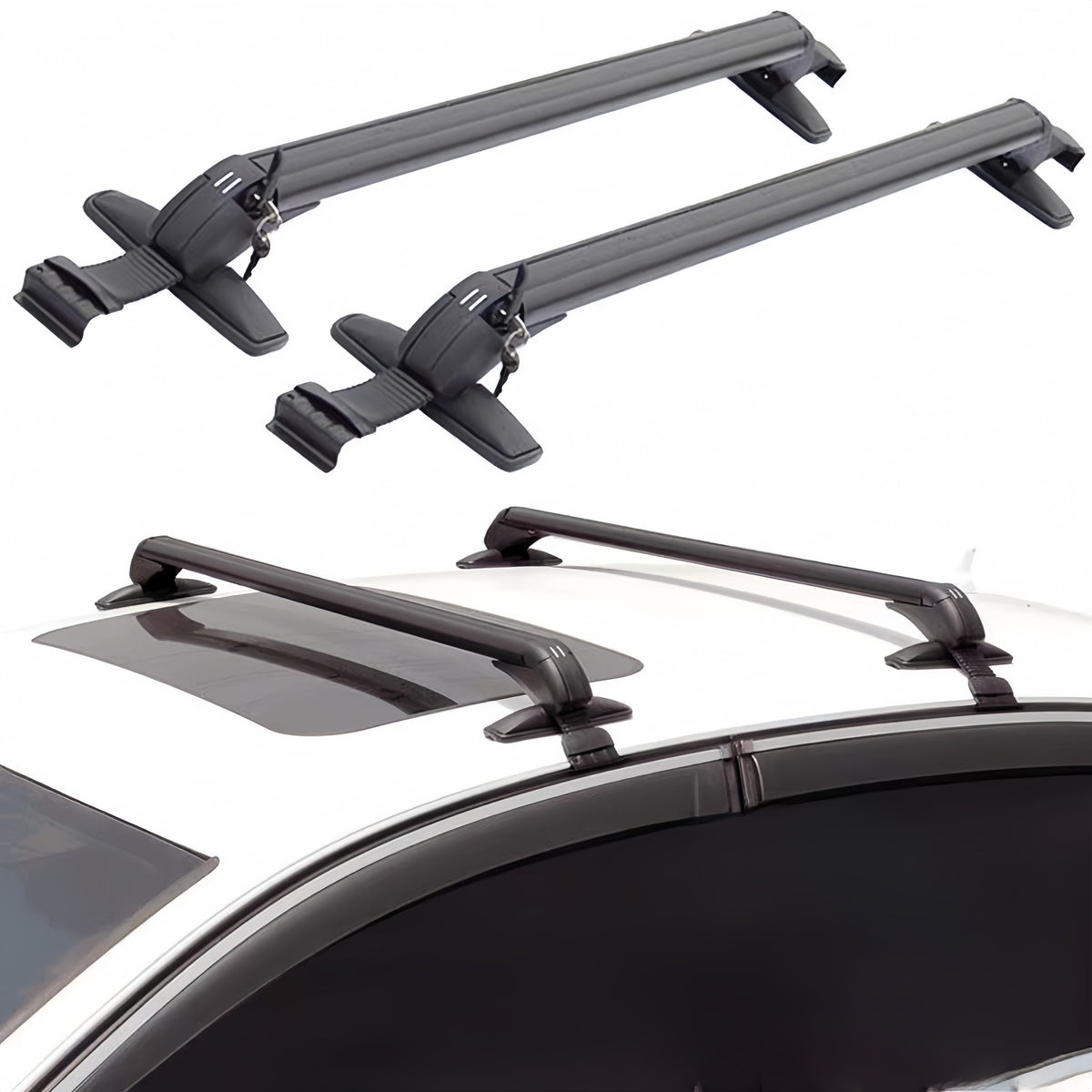 1 Pair Universal Car Roof Rack Cross Bars – Lockable with Keys
