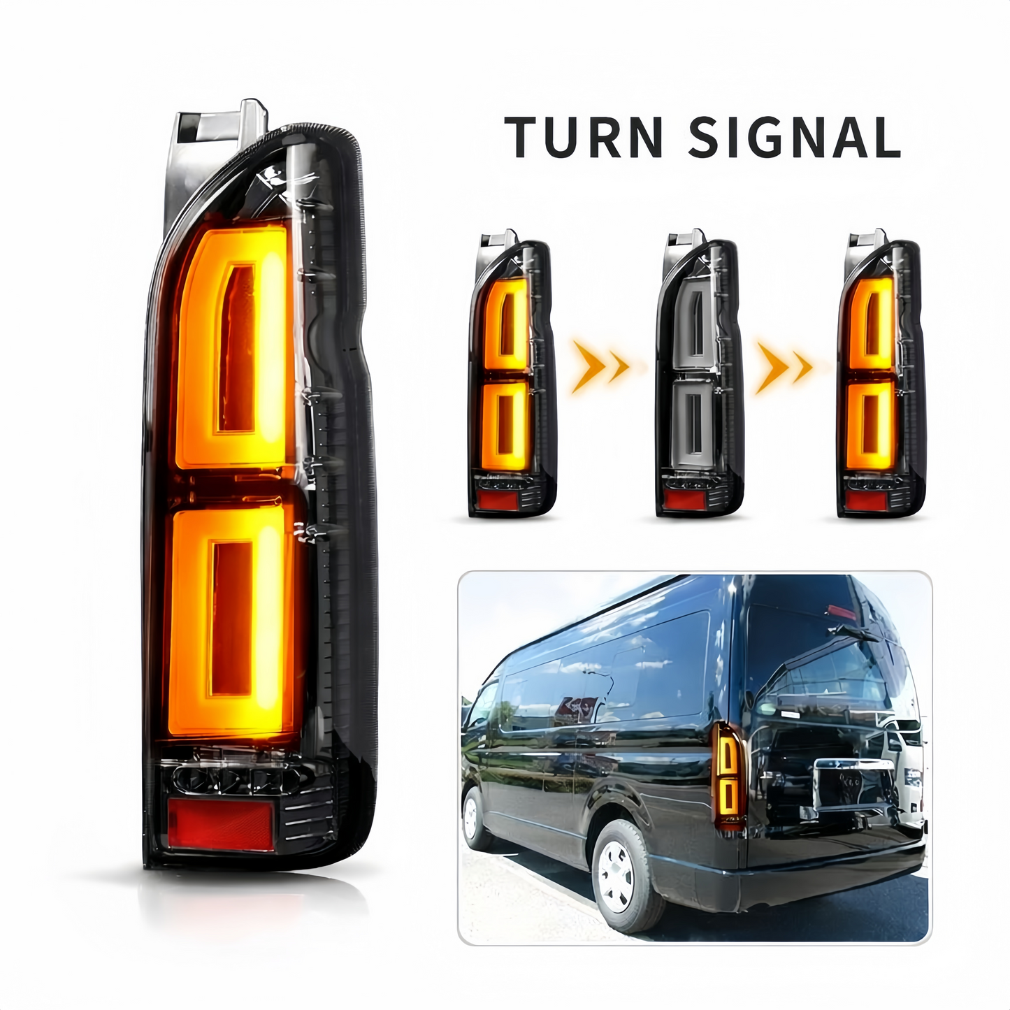 New Design LED Tail Lights for Toyota Hiace 2005–2019